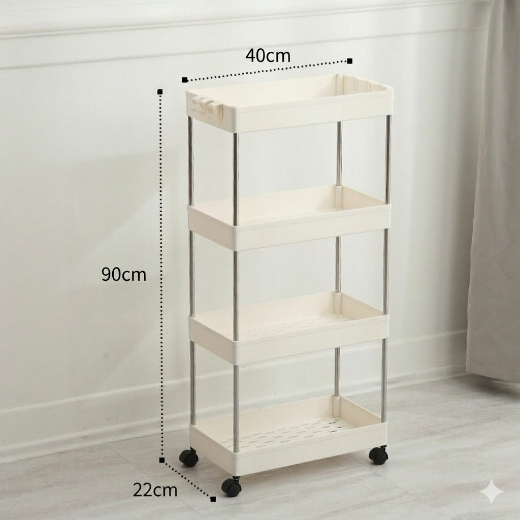 Moons™ Space Saver: Carrito Organizador Multiuso Slim de 4 Niveles (Cocina, Baño, Logia)